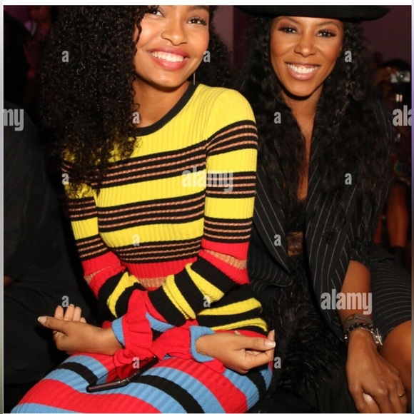 Opening Cermony Rib Knit Primary Color Metallic Dress - Picture 5 of 10